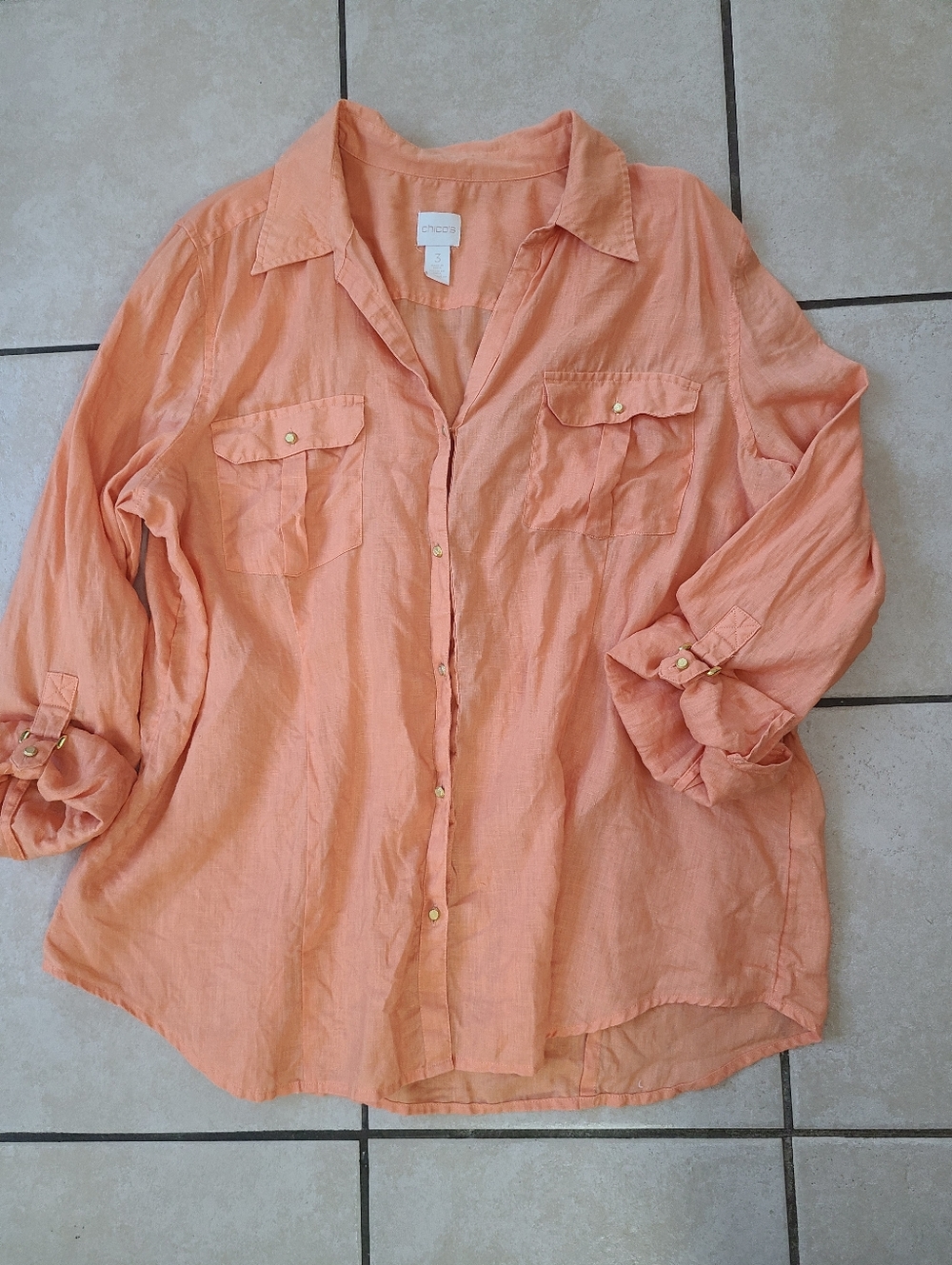 Line Lightweight Peach Button-Front Shirt